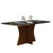 Mesa 160cm para 06 Cadeiras Tampo Reto Vidro/MDF Clara Leifer Moveis CADEIRAS NÃO INCLUSAS Braúna/Preto, Reto com vidro