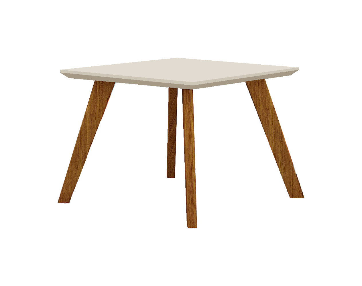 Mesa 90cm para 04 Cadeiras Lavinia New Leifer Moveis CADEIRAS NÃO INCLUSAS Freijó/Off White, Reto com vidro