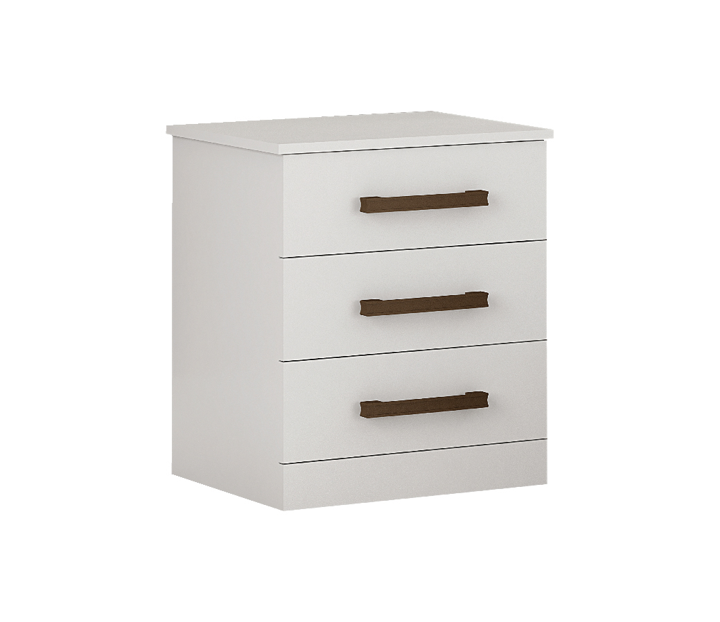 Mesa De Cabeceira 3 Gavetas Rubi Bronze Leifer Moveis Branco