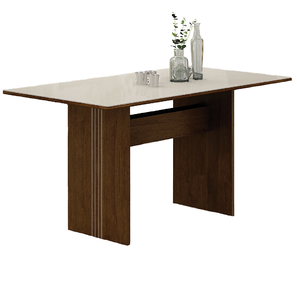 Mesa de Jantar 1,60m para 6 Cadeiras Florença New Leifer Moveis CADEIRAS NÃO INCLUSAS Braúna/Off White