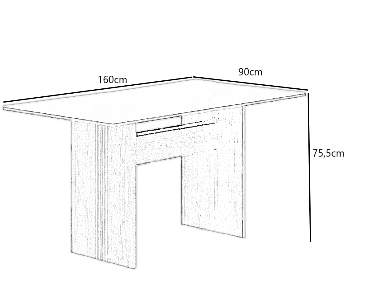 Mesa de Jantar 1,60m para 6 Cadeiras Florença New Leifer Moveis CADEIRAS NÃO INCLUSAS Braúna/Off White