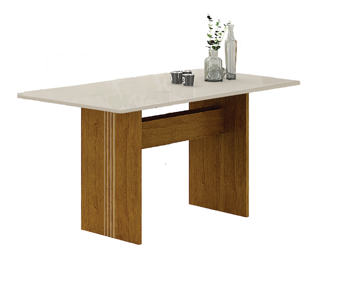 Mesa de Jantar 1,60m para 6 Cadeiras Florença New Leifer Moveis CADEIRAS NÃO INCLUSAS Freijó/Off White