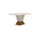 Mesa de Jantar 4 Lugares 1,20m Tampo Copo MDF/Vidro Larissa Moveis Leifer CADEIRAS NÃO INCLUSAS Braúna/Off White, Copo com vidro