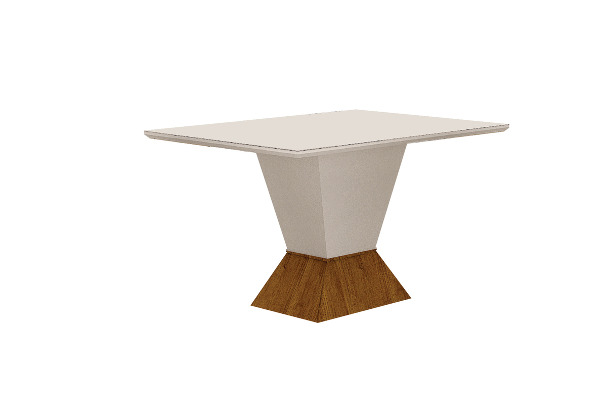 Mesa de Jantar 4 Lugares 1,20m Tampo Copo MDF/Vidro Larissa Moveis Leifer CADEIRAS NÃO INCLUSAS Freijó/Off White, Copo com vidro