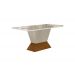 Mesa de Jantar 6 Lugares 1,60m Tampo Copo MDF/Vidro Larissa Moveis Leifer CADEIRAS NÃO INCLUSAS Braúna/Off White, Copo com vidro