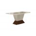 Mesa de Jantar 6 Lugares 1,80m Tampo Copo MDF/Vidro Larissa Moveis Leifer CADEIRAS NÃO INCLUSAS Braúna/Off White, Copo com vidro