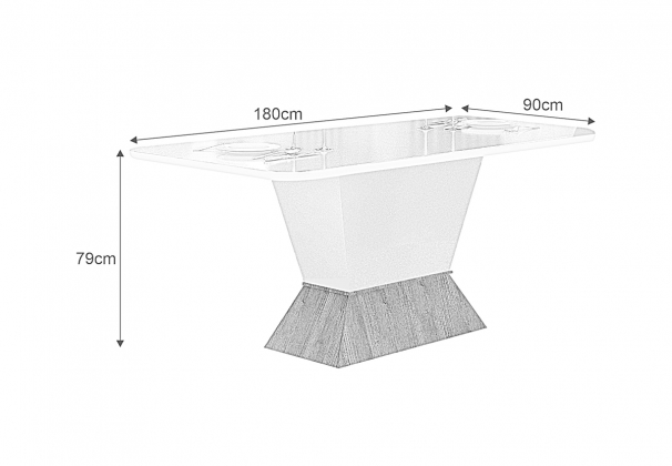 Mesa de Jantar 6 Lugares 1,80m Tampo Copo MDF/Vidro Larissa Moveis Leifer CADEIRAS NÃO INCLUSAS Braúna/Off White, Copo com vidro