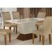 Mesa de Jantar 6 Lugares 1,80m Tampo Copo MDF/Vidro Larissa Moveis Leifer CADEIRAS NÃO INCLUSAS Braúna/Off White, Copo com vidro