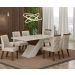 Mesa de Jantar 6 Lugares Tampo Copo MDF/Vidro Ilhéus 1,60m Leifer Moveis CADEIRAS NÃO INCLUSAS Braúna/Off White, Copo com vidro
