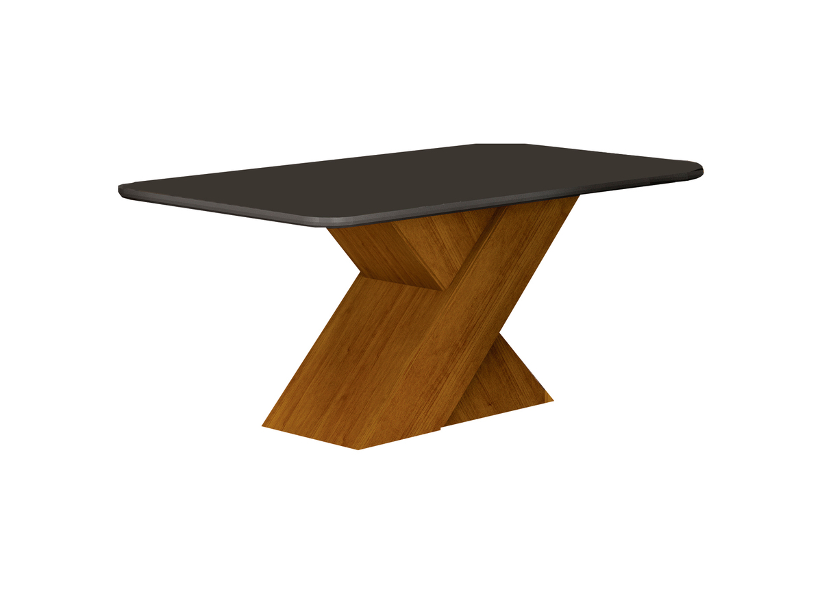 Mesa de Jantar 6 Lugares Tampo Copo MDF/Vidro Ilhéus 1,60m Leifer Moveis CADEIRAS NÃO INCLUSAS Freijó/Chumbo, Copo com vidro