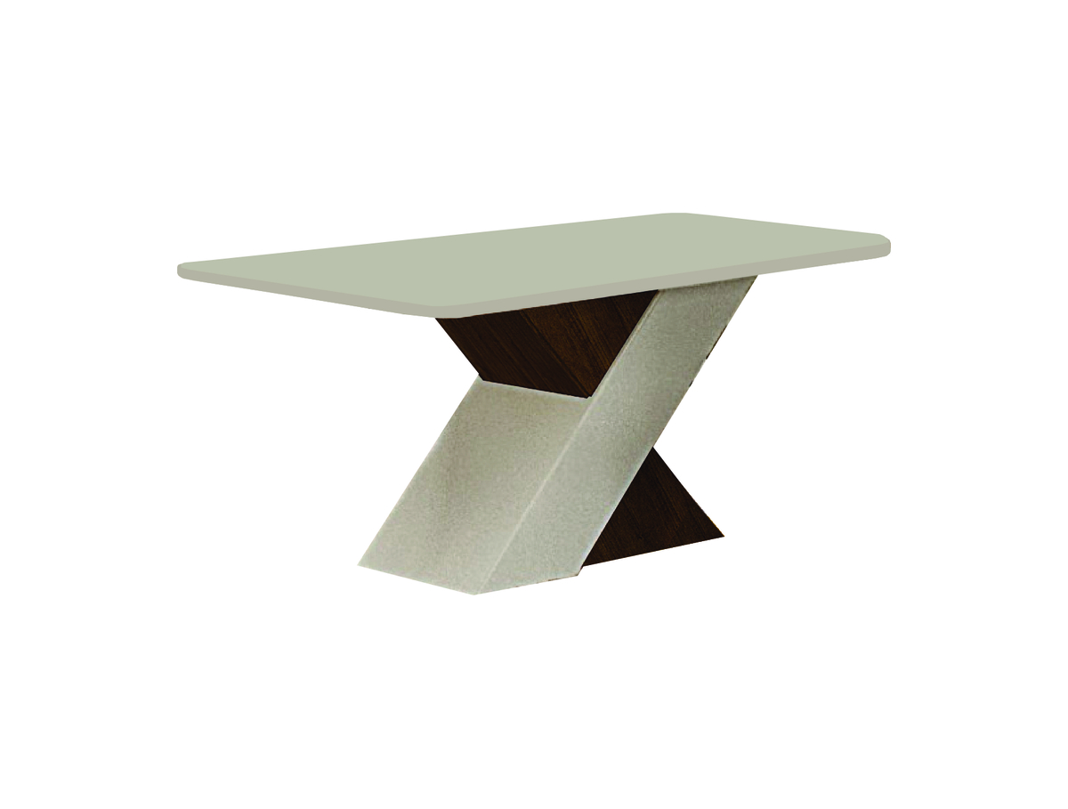 Mesa de Jantar 6 Lugares Tampo Copo MDF/Vidro Ilheus 1,60m Leifer Moveis CADEIRAS NÃO INCLUSAS Braúna/Off White, Copo com vidro