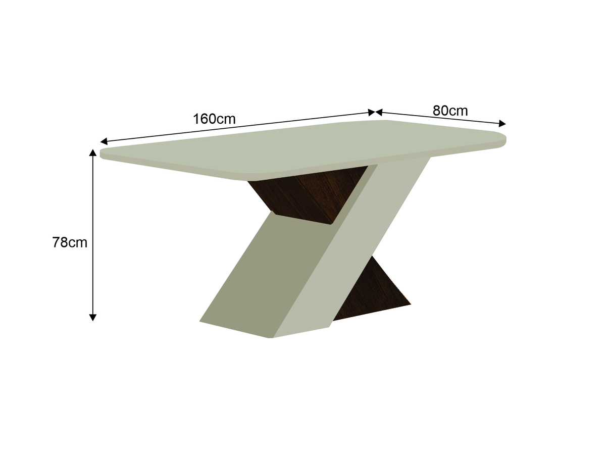 Mesa de Jantar 6 Lugares Tampo Copo MDF/Vidro Ilheus 1,60m Leifer Moveis CADEIRAS NÃO INCLUSAS Braúna/Off White, Copo com vidro