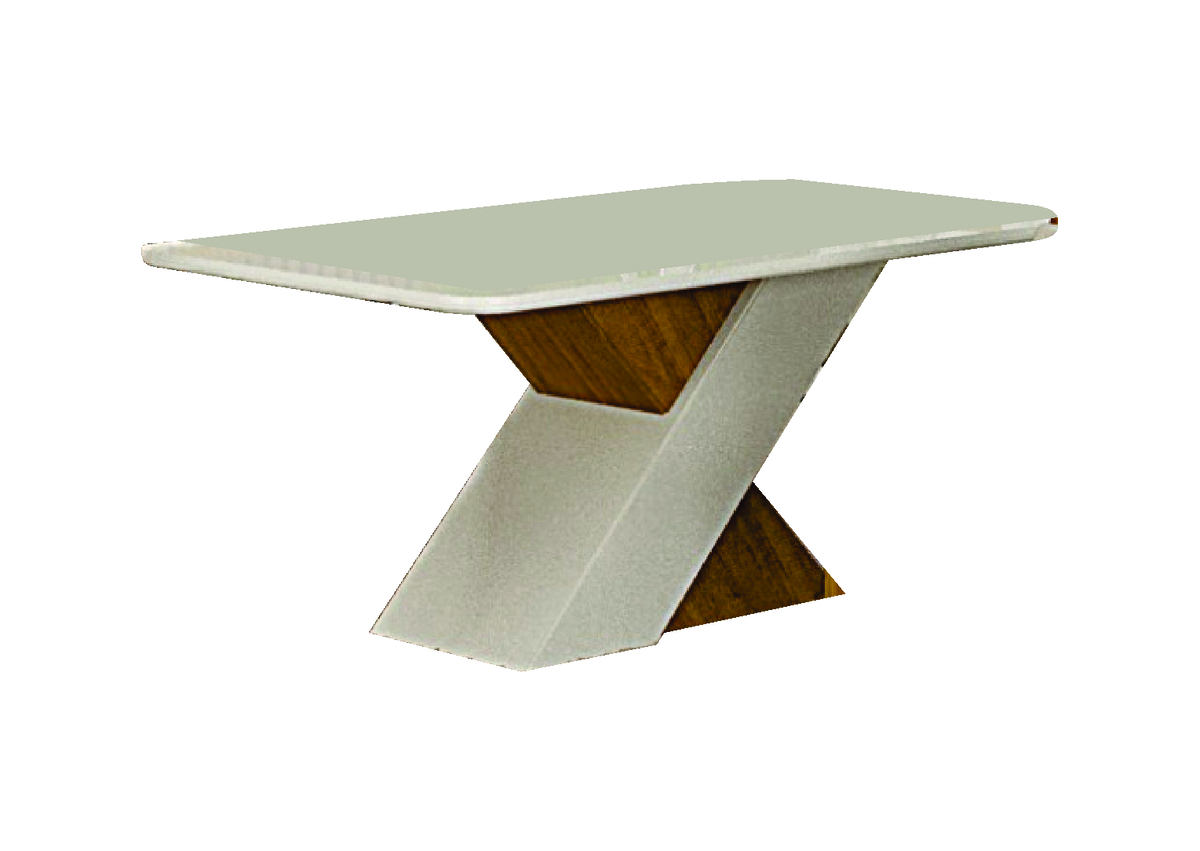 Mesa de Jantar 6 Lugares Tampo Vidro Ilheus 1,80m Leifer Moveis CADEIRAS NÃO INCLUSAS Freijó/Off White, Copo com vidro