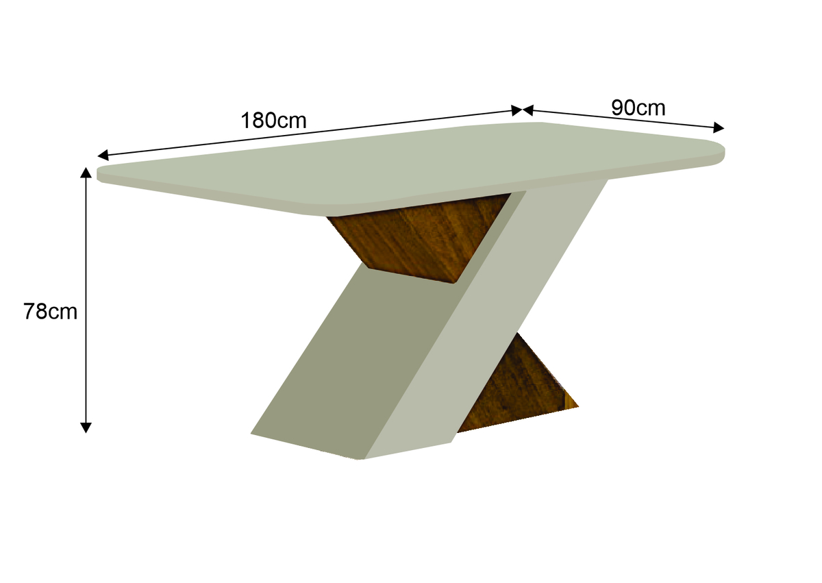Mesa de Jantar 6 Lugares Tampo Vidro Ilheus 1,80m Leifer Moveis CADEIRAS NÃO INCLUSAS Freijó/Off White, Copo com vidro