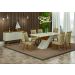 Mesa de Jantar 6 Lugares Tampo Vidro Ilheus 1,80m Leifer Moveis CADEIRAS NÃO INCLUSAS Freijó/Off White, Copo com vidro