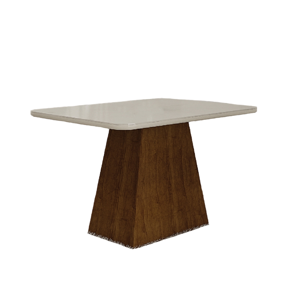 Mesa de Jantar Slim Retangular Tampo Copo MDF/Vidro 180cm Pampulha New Moveis Leifer CADEIRAS NÃO INCLUSAS Braúna/Off White, Copo com vidro