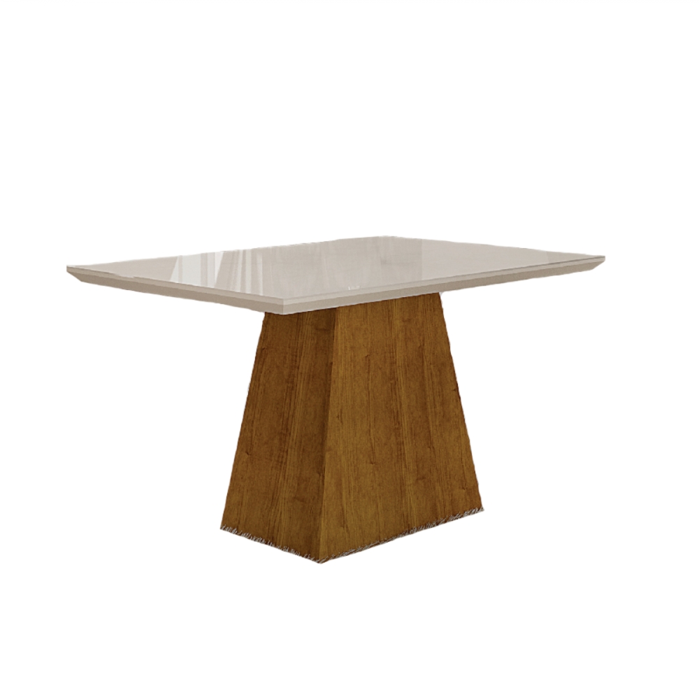 Mesa de Jantar Slim Retangular Tampo Copo MDF/Vidro 180cm Pampulha New Moveis Leifer CADEIRAS NÃO INCLUSAS Freijó/Off White, Copo com vidro
