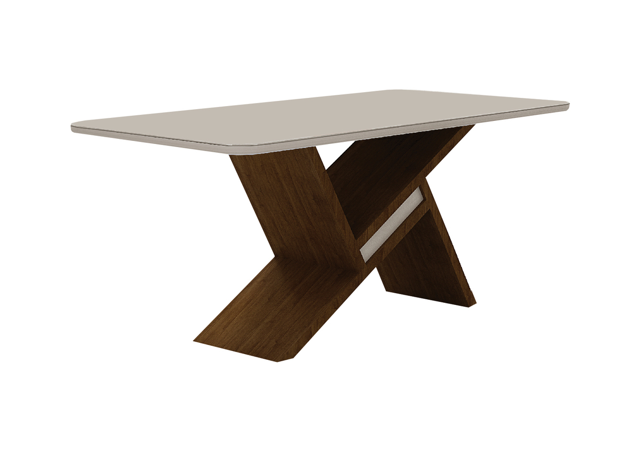 Mesa de Jantar Tampo Copo MDF/Vidro 1,80 Agata Leifer Moveis CADEIRAS NÃO INCLUSAS Braúna/Off White, Copo com vidro
