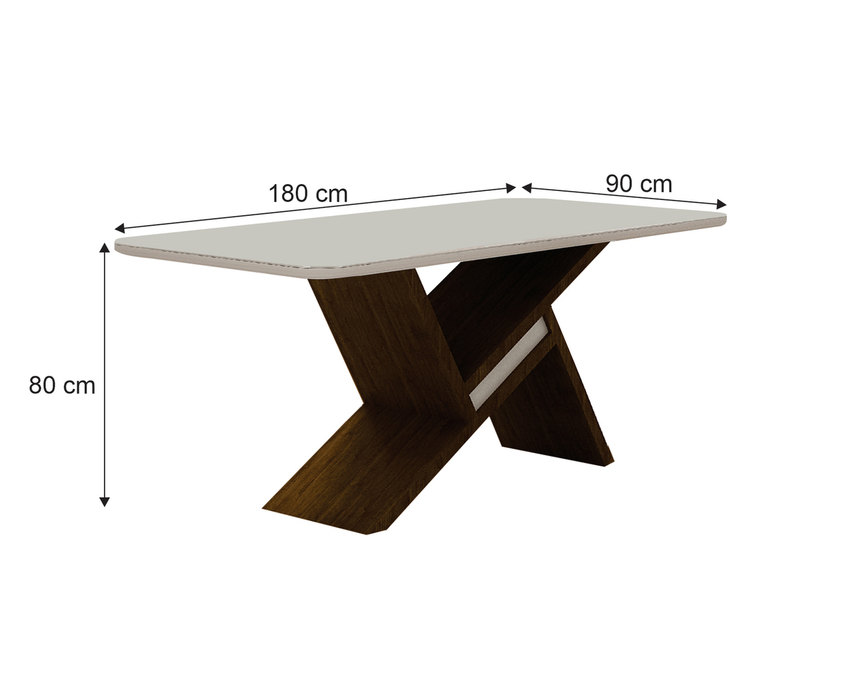 Mesa de Jantar Tampo Copo MDF/Vidro 1,80 Agata Leifer Moveis CADEIRAS NÃO INCLUSAS Braúna/Off White, Copo com vidro