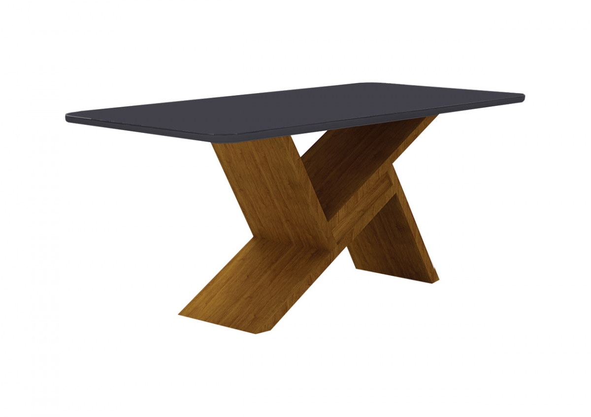Mesa de Jantar Tampo Copo MDF/Vidro 1,80 Agata Leifer Moveis CADEIRAS NÃO INCLUSAS Freijó/Chumbo, Copo com vidro