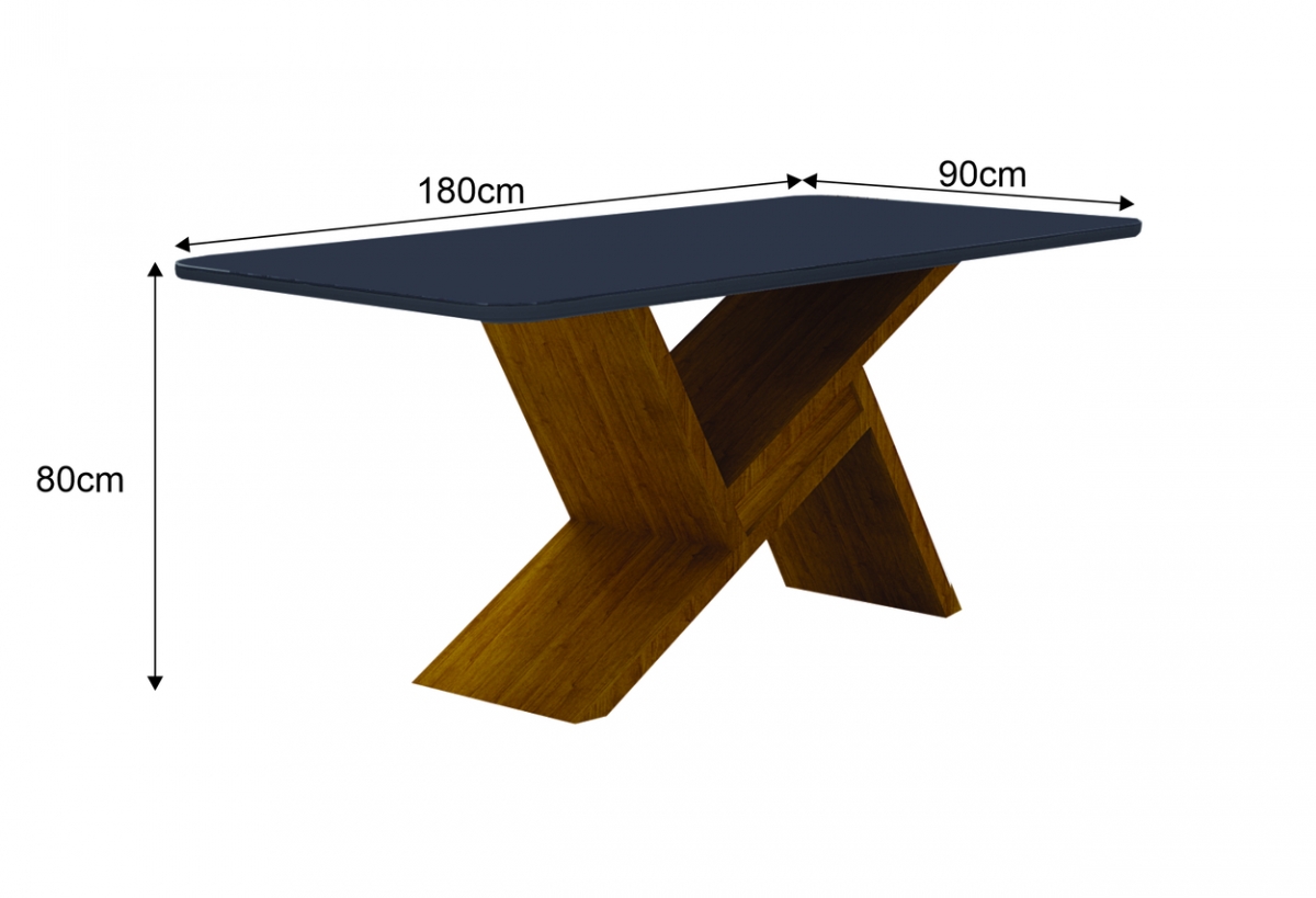 Mesa de Jantar Tampo Copo MDF/Vidro 1,80 Agata Leifer Moveis CADEIRAS NÃO INCLUSAS Freijó/Chumbo, Copo com vidro