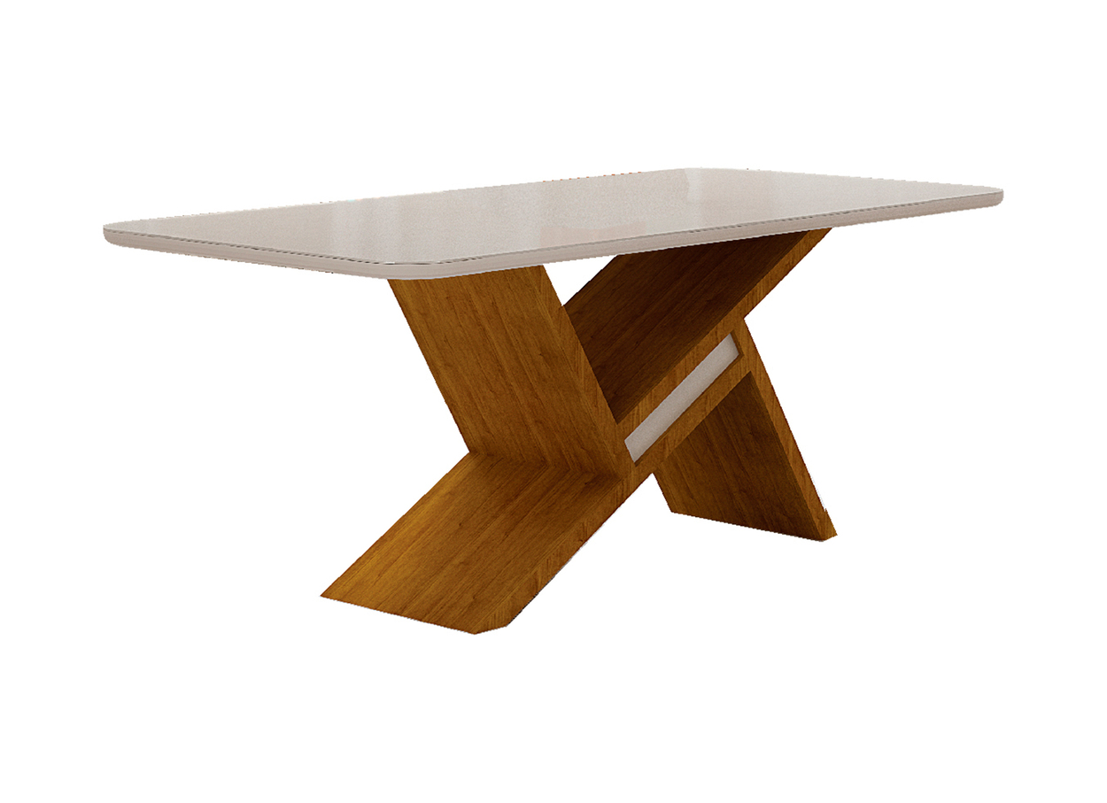 Mesa de Jantar Tampo Copo MDF/Vidro 1,80 Agata Leifer Moveis CADEIRAS NÃO INCLUSAS Freijó/Off White, Copo com vidro