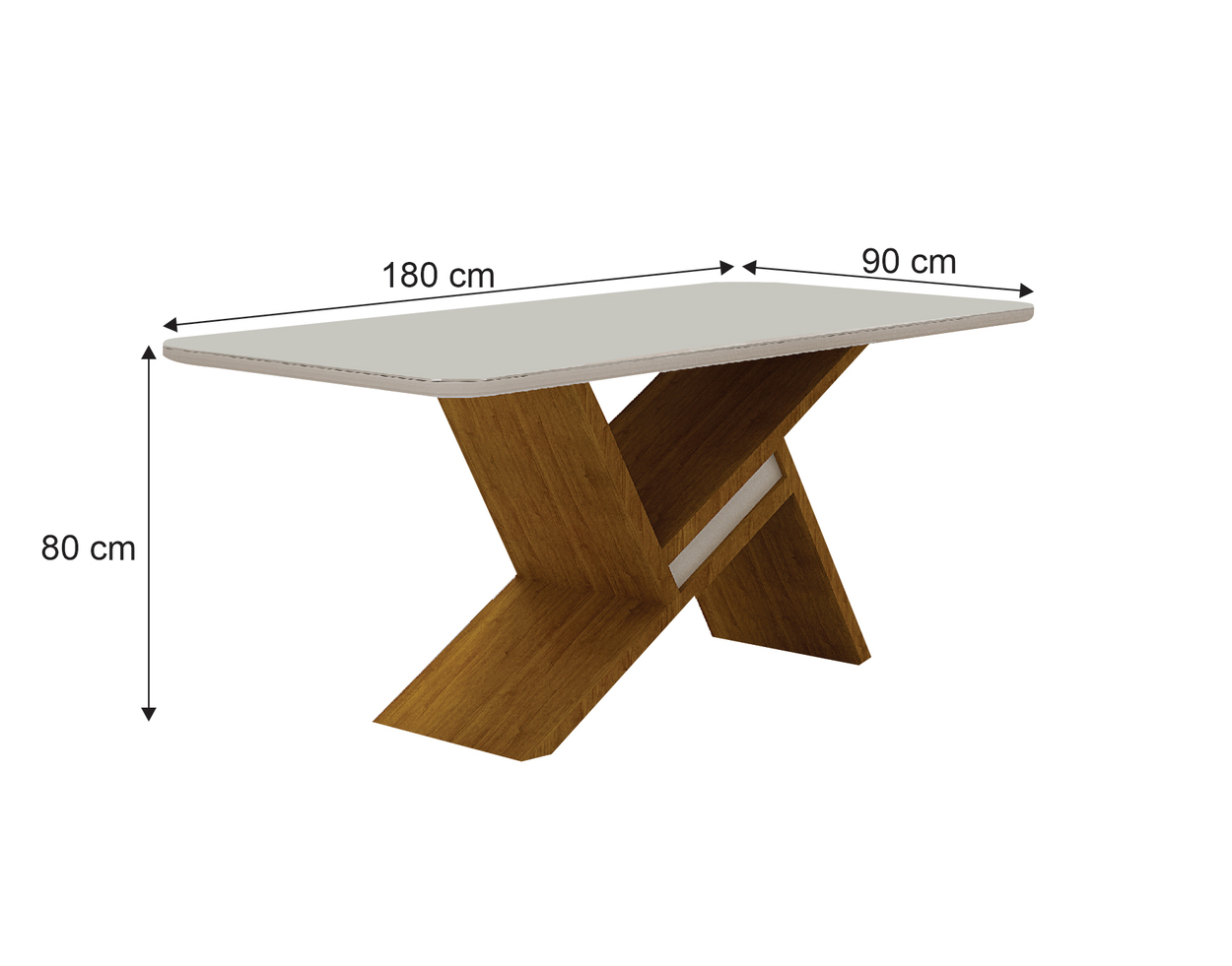 Mesa de Jantar Tampo Copo MDF/Vidro 1,80 Agata Leifer Moveis CADEIRAS NÃO INCLUSAS Freijó/Off White, Copo com vidro