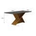 Mesa de Jantar Tampo Copo MDF/Vidro 6 Lugares 1,80m Perola Leifer CADEIRAS NÃO INCLUSAS Freijó/Chumbo, Copo com vidro