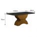 Mesa para 04 Cadeiras Atenas Tampo Copo MDF/Vidro 1,20m Leifer Moveis Freijó/Chumbo, Copo com vidro