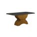 Mesa para 04 Cadeiras Atenas Tampo Reto MDF/Vidro 1,20m Leifer Moveis Freijó/Chumbo, Reto com vidro
