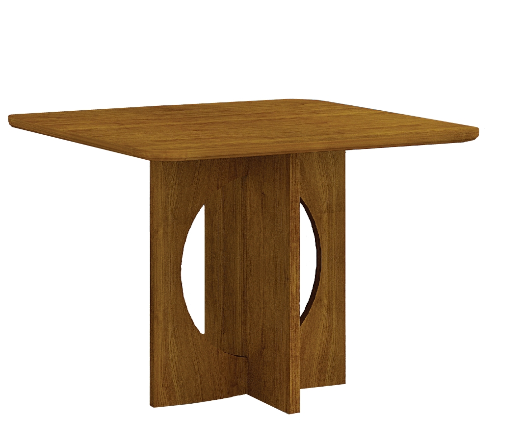 Mesa para 04 Cadeiras Tampo Vidro/MDF 90cm Lorena Leifer Moveis CADEIRAS NÃO INCLUSAS Freijó