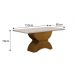 Mesa para 06 Cadeiras Atenas Tampo Copo MDF/Vidro 1,80m Leifer Moveis CADEIRAS NÃO INCLUSAS Freijó/Off White, Copo com vidro
