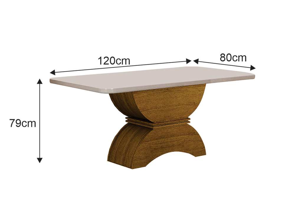 Mesa para 06 Cadeiras Atenas Tampo Copo MDF/Vidro 1,80m Leifer Moveis CADEIRAS NÃO INCLUSAS Freijó/Off White, Copo com vidro