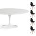 Conjunto Mesa Saarinen Oval Espirito Santo 160X90cm + 4 Cadeiras Eames DSW - Preta