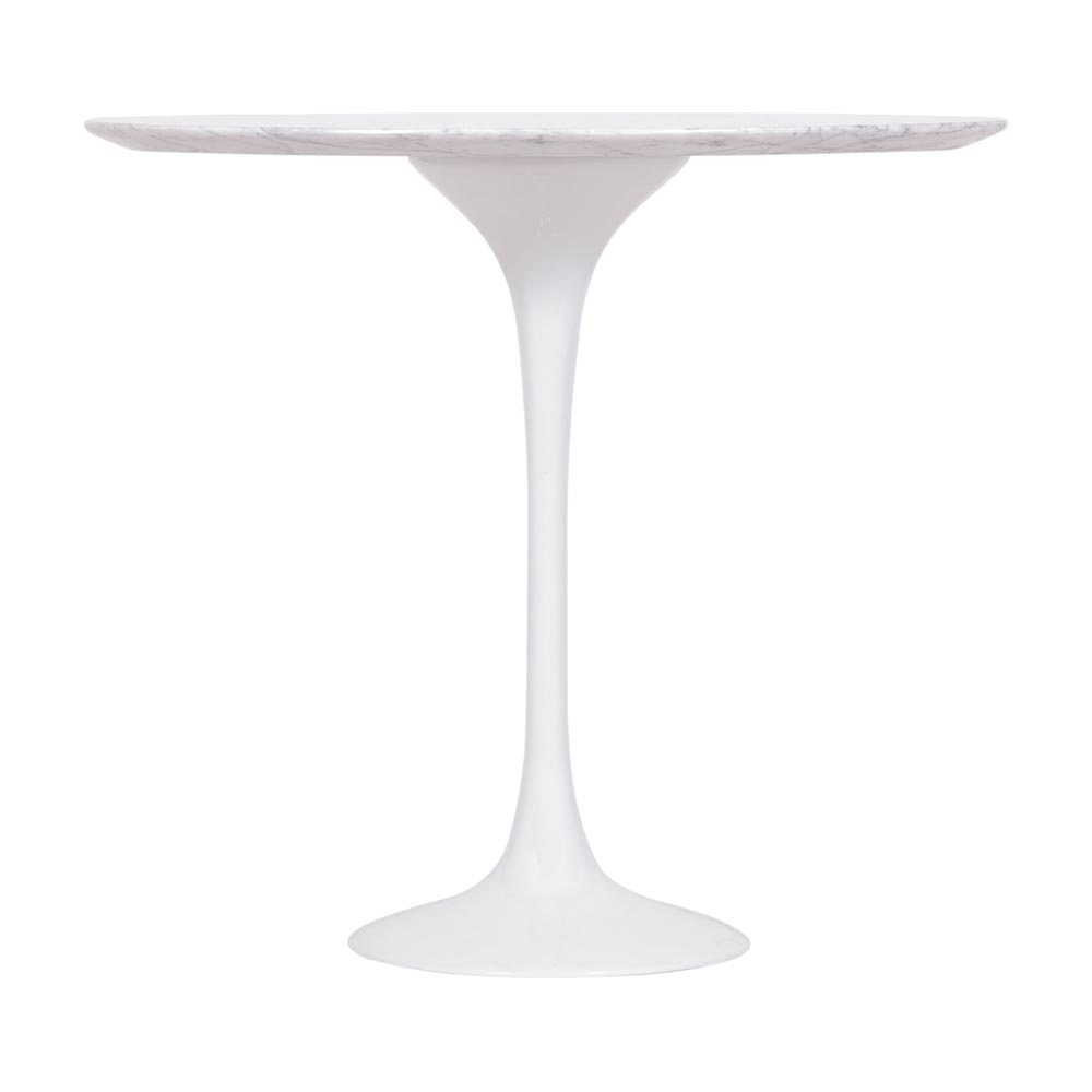 Mesa Saarinen Lateral Oval Carrara 57x38cm - Base Branca