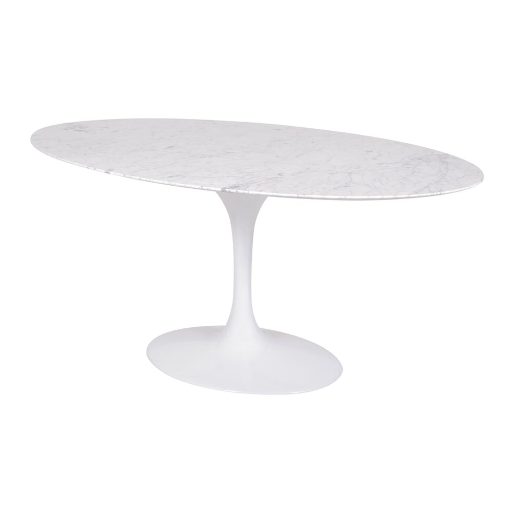 Mesa Saarinen Oval Carrara 180x100cm - Base Branca