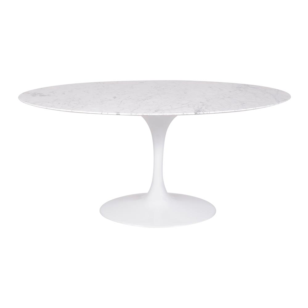 Mesa Saarinen Oval Carrara 180x100cm - Base Branca
