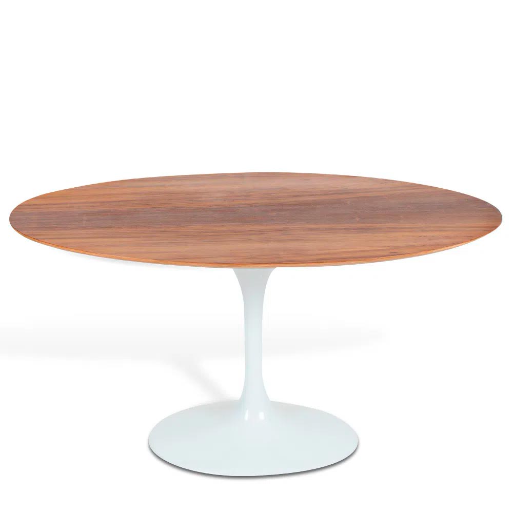 Mesa Saarinen Oval Imbuia 235x122cm - Base Branca