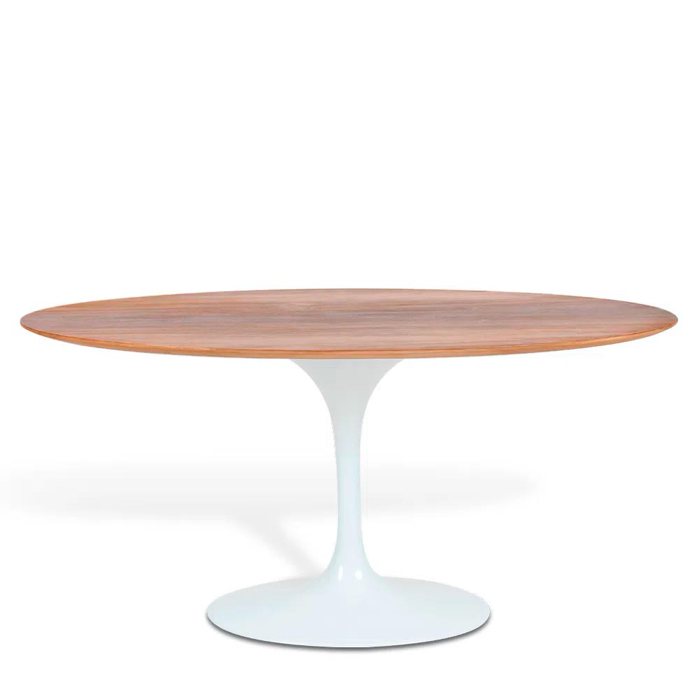Mesa Saarinen Oval Imbuia 244x137cm - Base Branca