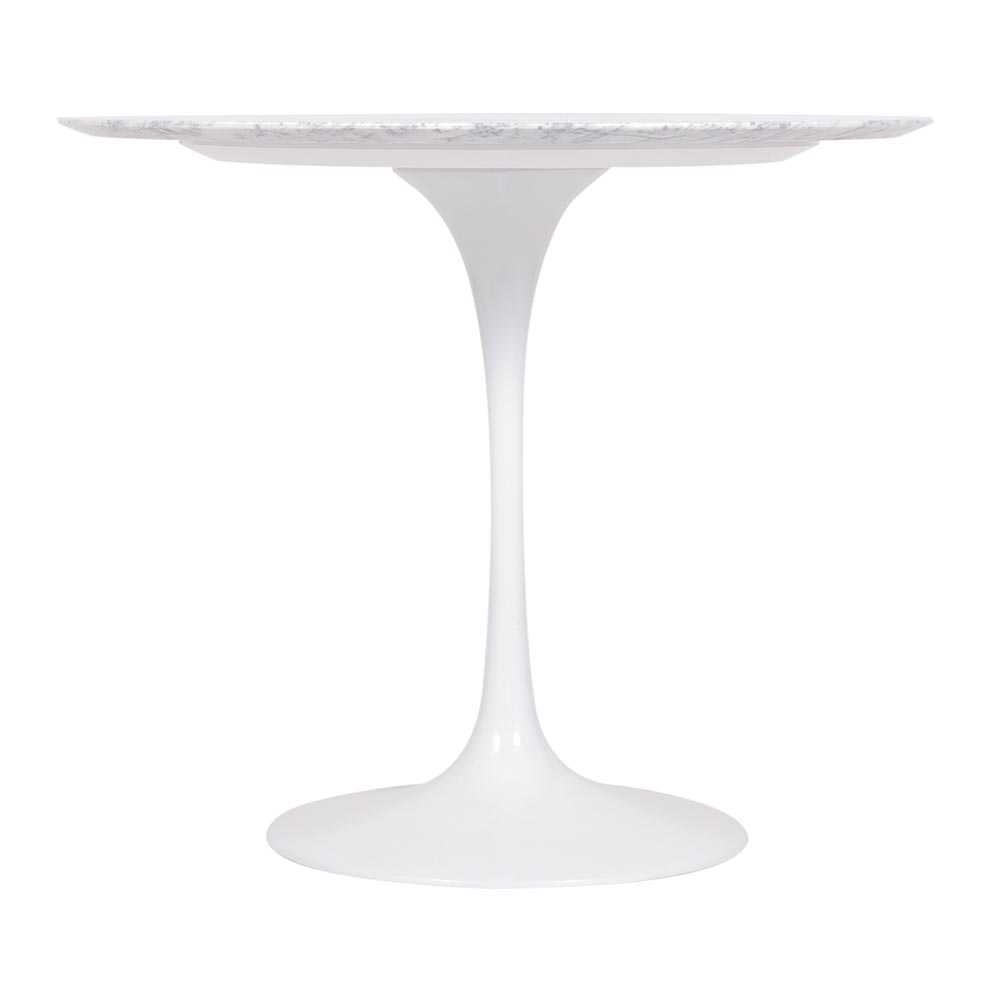 Mesa Saarinen Redonda Carrara 100cm - Base Branca