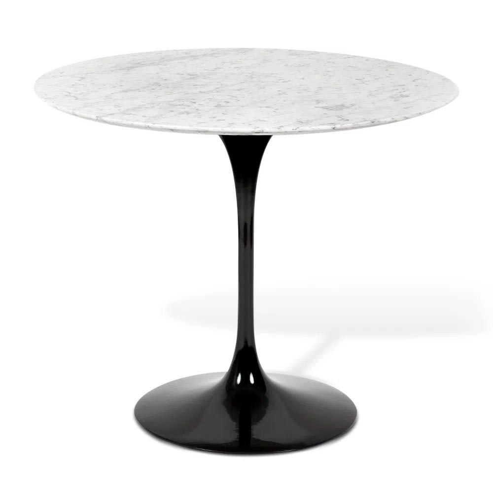 Mesa Saarinen Redonda Carrara 100cm - Base Preta