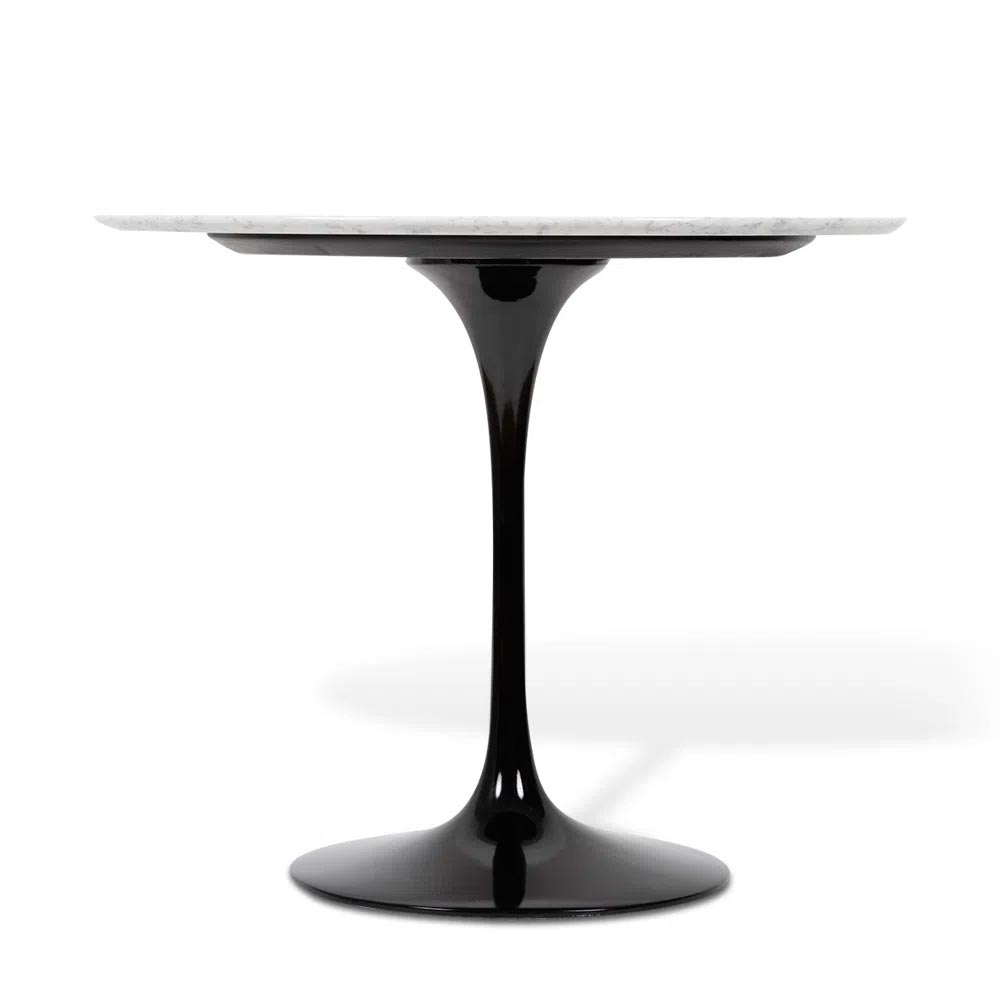 Mesa Saarinen Redonda Carrara 100cm - Base Preta