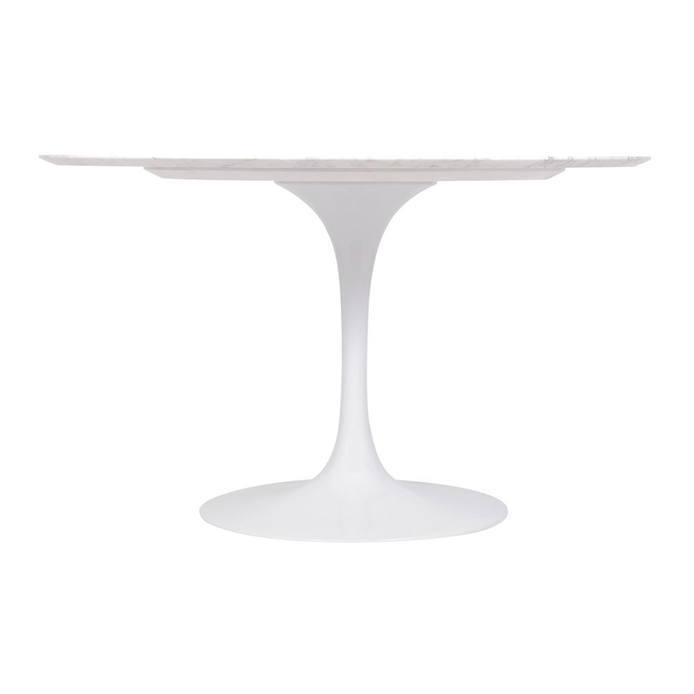 Mesa Saarinen Redonda Carrara 124cm - Base Branca
