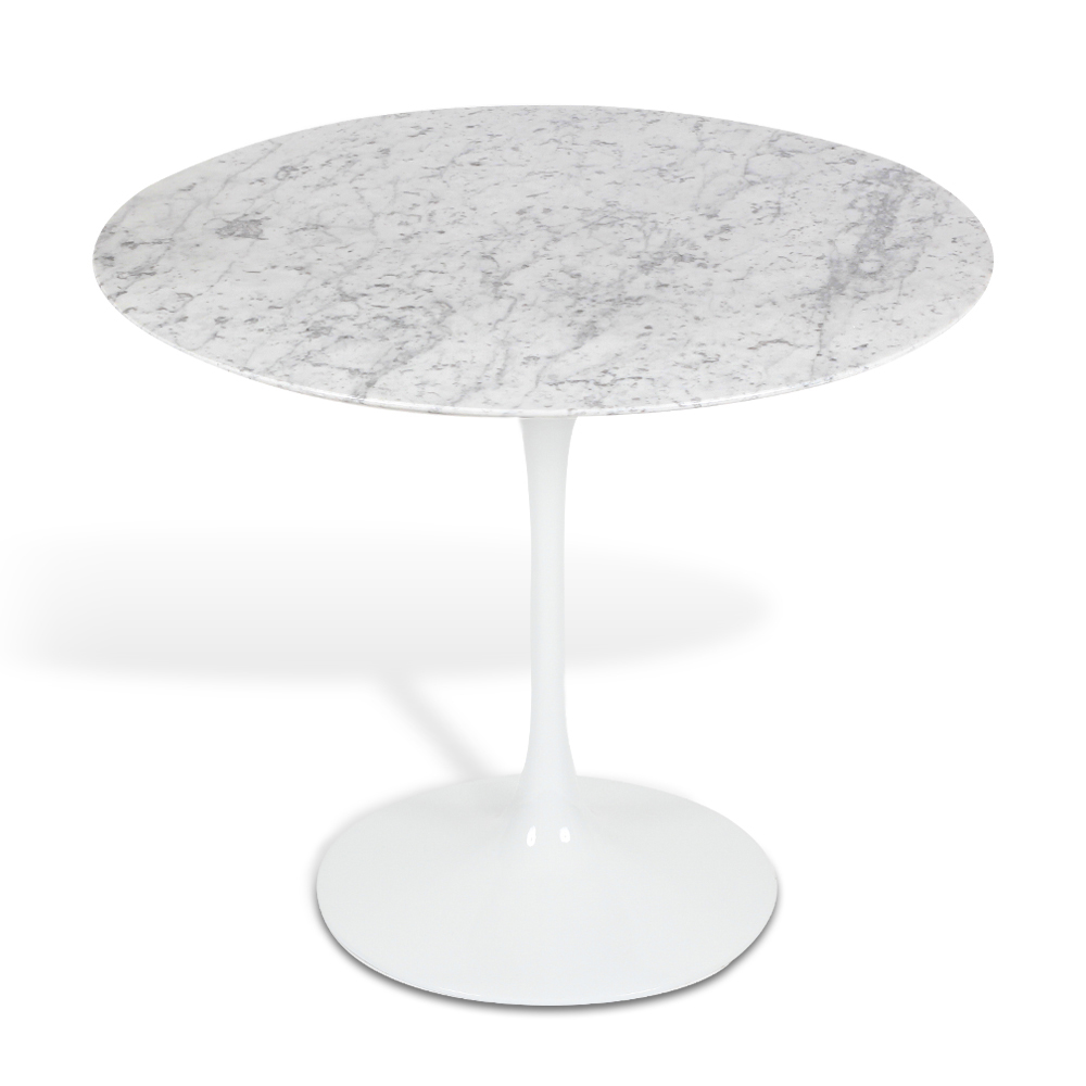 Mesa Saarinen Tulip Jantar Carrara 137cm Base Branca