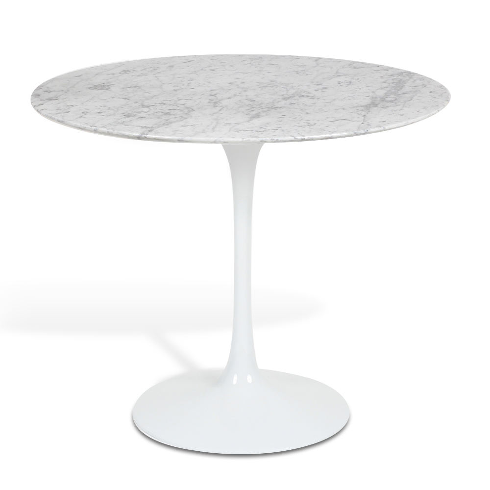 Mesa Saarinen Tulip Jantar Carrara 137cm Base Branca