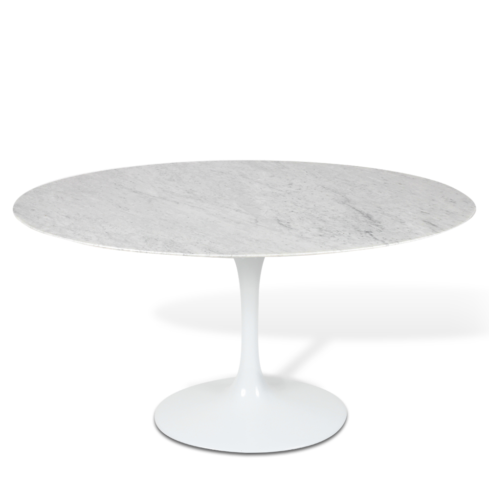Mesa Saarinen Tulip Jantar Carrara 160x90cm Base Branca