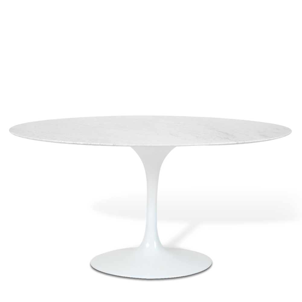 Mesa Saarinen Tulip Jantar Carrara 198x122cm Base Branca