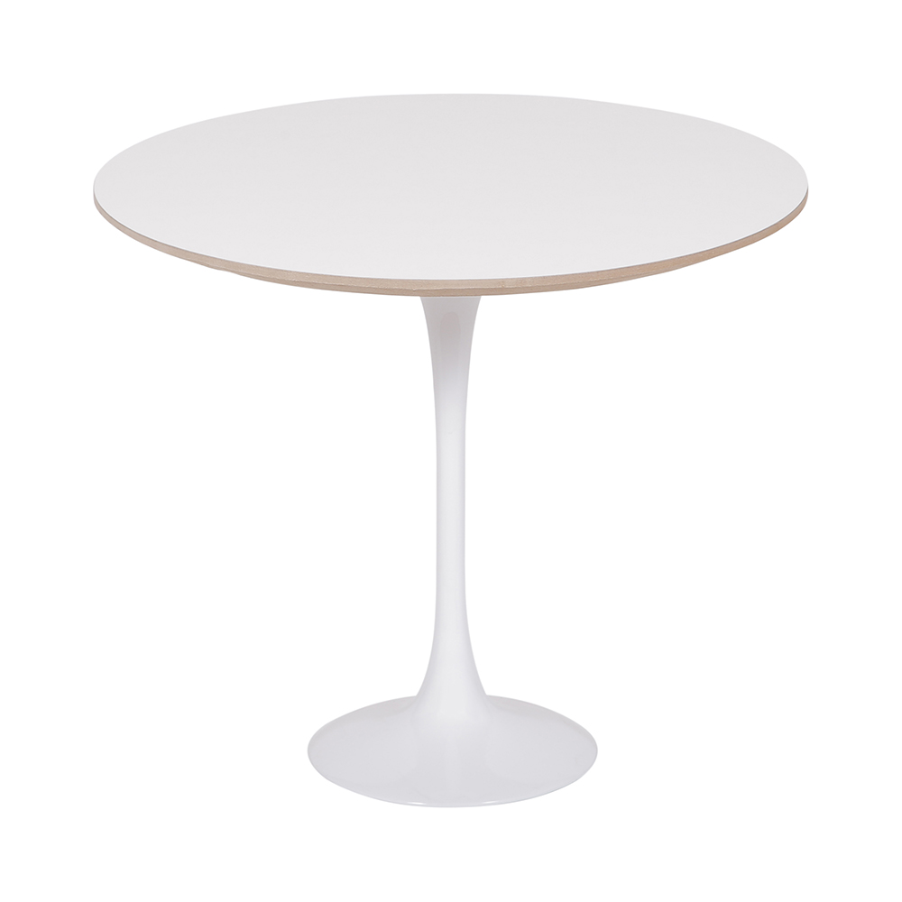 Mesa Saarinen Tulip Lateral Formica Branca 51cm Base Branca
