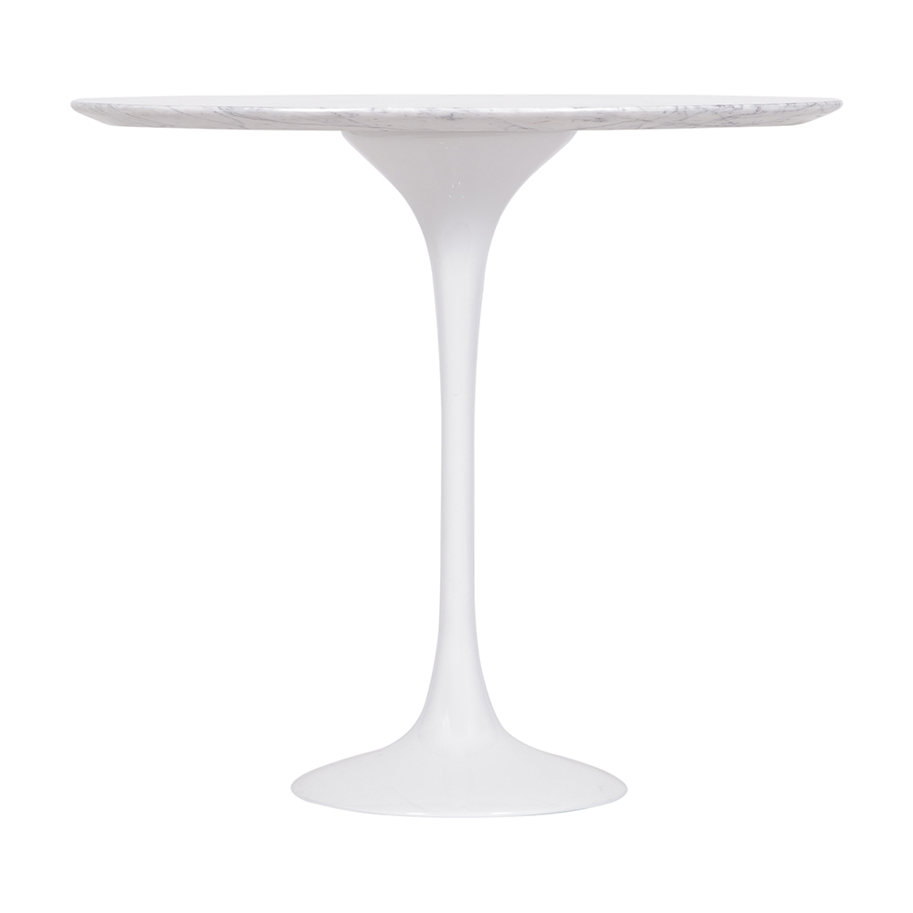 Mesa Saarinen Tulip Lateral Oval Carrara 57x38cm Base Branca