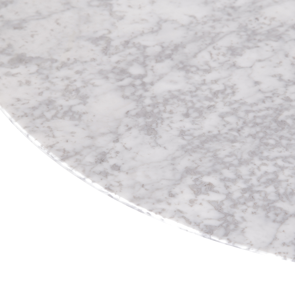 Mesa Saarinen Tulip Lateral Oval Carrara 57x38cm Base Branca